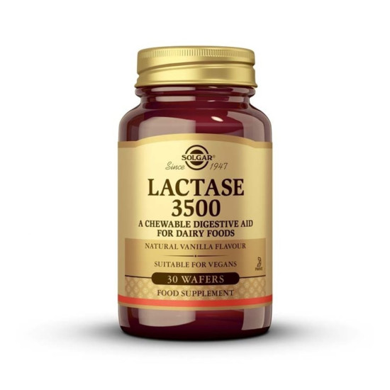 Lactase 3500 enzyme goût vanille 30 comprimés à croquer Solgar