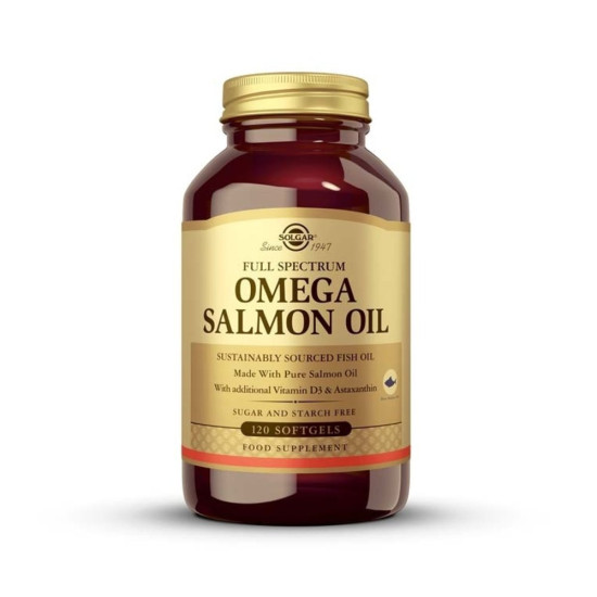 Huile de Saumon Full Spectrum Oméga 3, 5, 6, 7 et 9 120 capsules molles Solgar