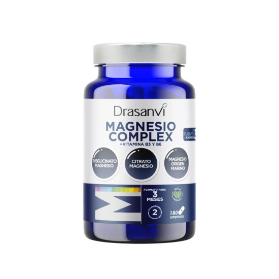 Magnésium Complex Bisglycinate, Citrate et Marin avec Vitamines B3 et B6 180 comprimés Mineral Drasanvi