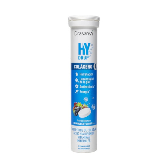 Hydrop Electròlits Efervescents amb Col·lagen i Àcid Hialurònic Gerd i Grosella 18 comprimits Drasanvi