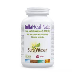 InflaHeal-Natto Enzimas con Nattokinasa, Bromelaína, Papaína, Rutina y Zinc 120 cápsulas Sura Vitasan