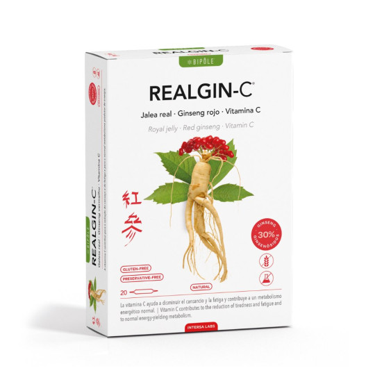 Bipole Realgin-C Gelée Royale, Ginseng Rouge et Vitamine C 20 ampoules Intersa