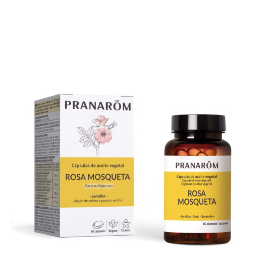 Aceite Vegetal de Rosa Mosqueta Omega 3 y 6 60 cápsulas veganas Pranarom