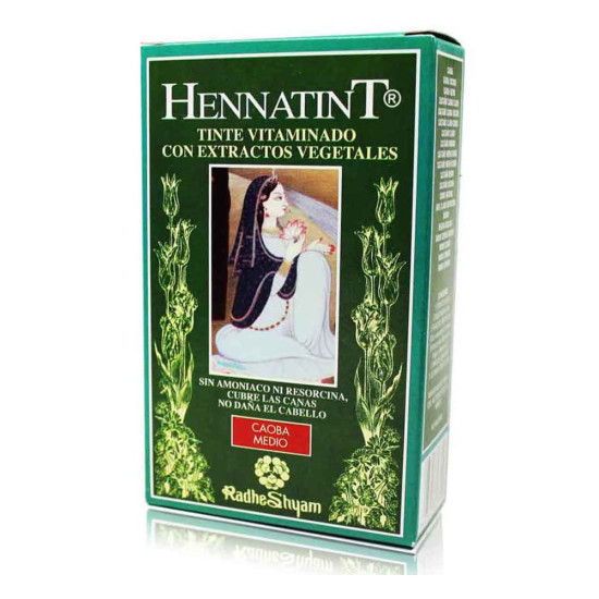 Coloration Hennatint Caoba Medio sans ammoniaque 60 ml Radhe Shyam