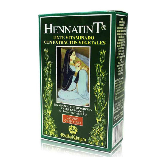Coloration Hennatint Castaño Caoba Claro sans ammoniaque 60 ml Radhe Shyam
