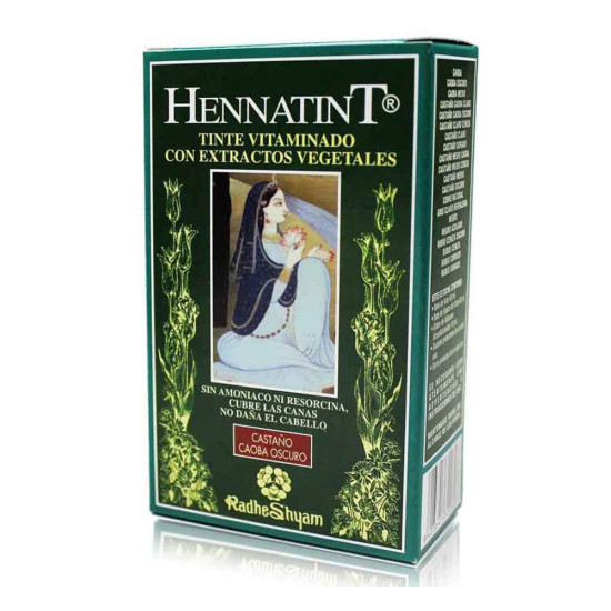 Tinte Hennatint Castaño Caoba Oscuro sin amoniaco 60 ml Radhe Shyam