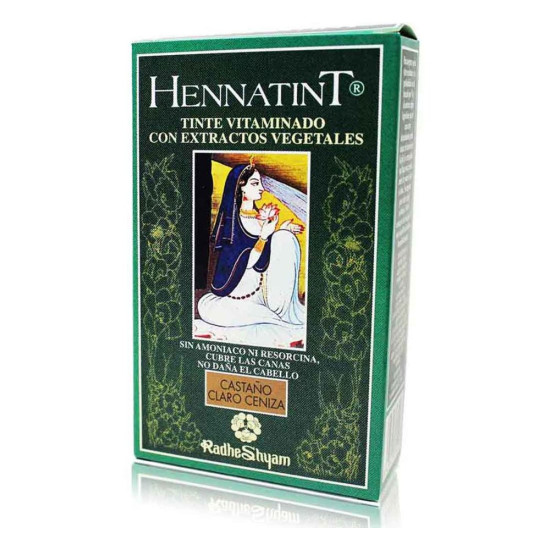 Tinte Hennatint Castaño Claro Ceniza sin amoniaco 60 ml Radhe Shyam