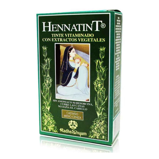 Tint Hennatint Castaño Medio Ceniza sense amoníac 60 ml Radhe Shyam