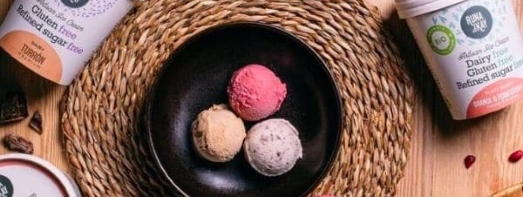 Helado ecológico artesanal sin gluten, LÁCTEOS, azúcares refinados