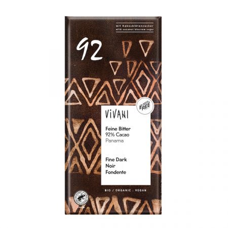 Xocolata Negre 92% Panamà amb sucre de coco 80gr Vivani ECO